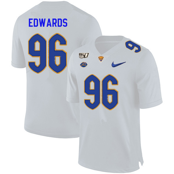 2019 Men #96 Allen Edwards Pitt Panthers College Football Jerseys Sale-White